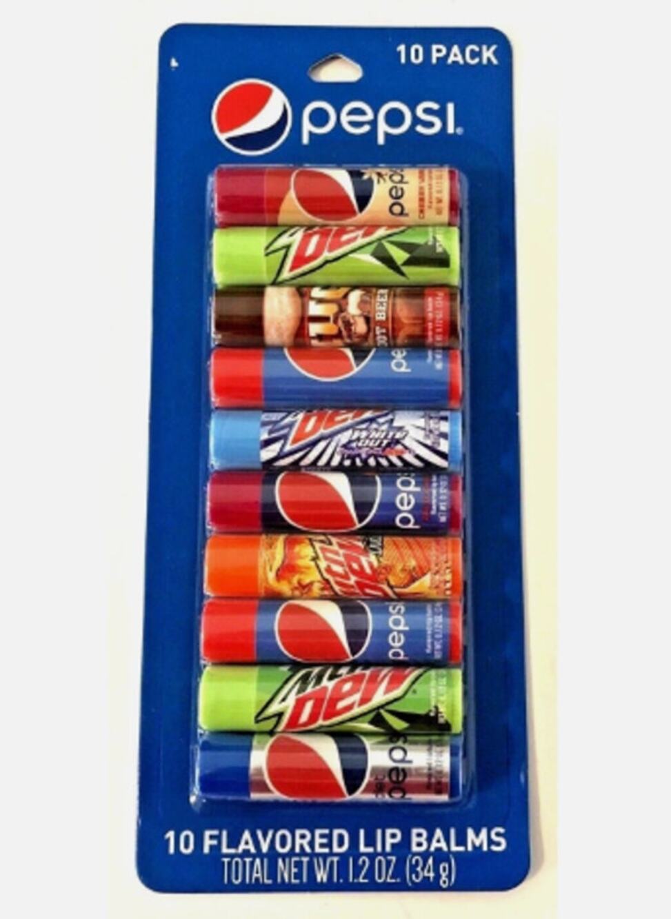 Pepsi & Mountain Dew Flavored Lip Balm Set - 10 Pack Of Soda-Inspired Scents